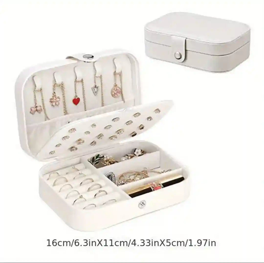 Pc White Faux Leather Organizer Jewellery Box